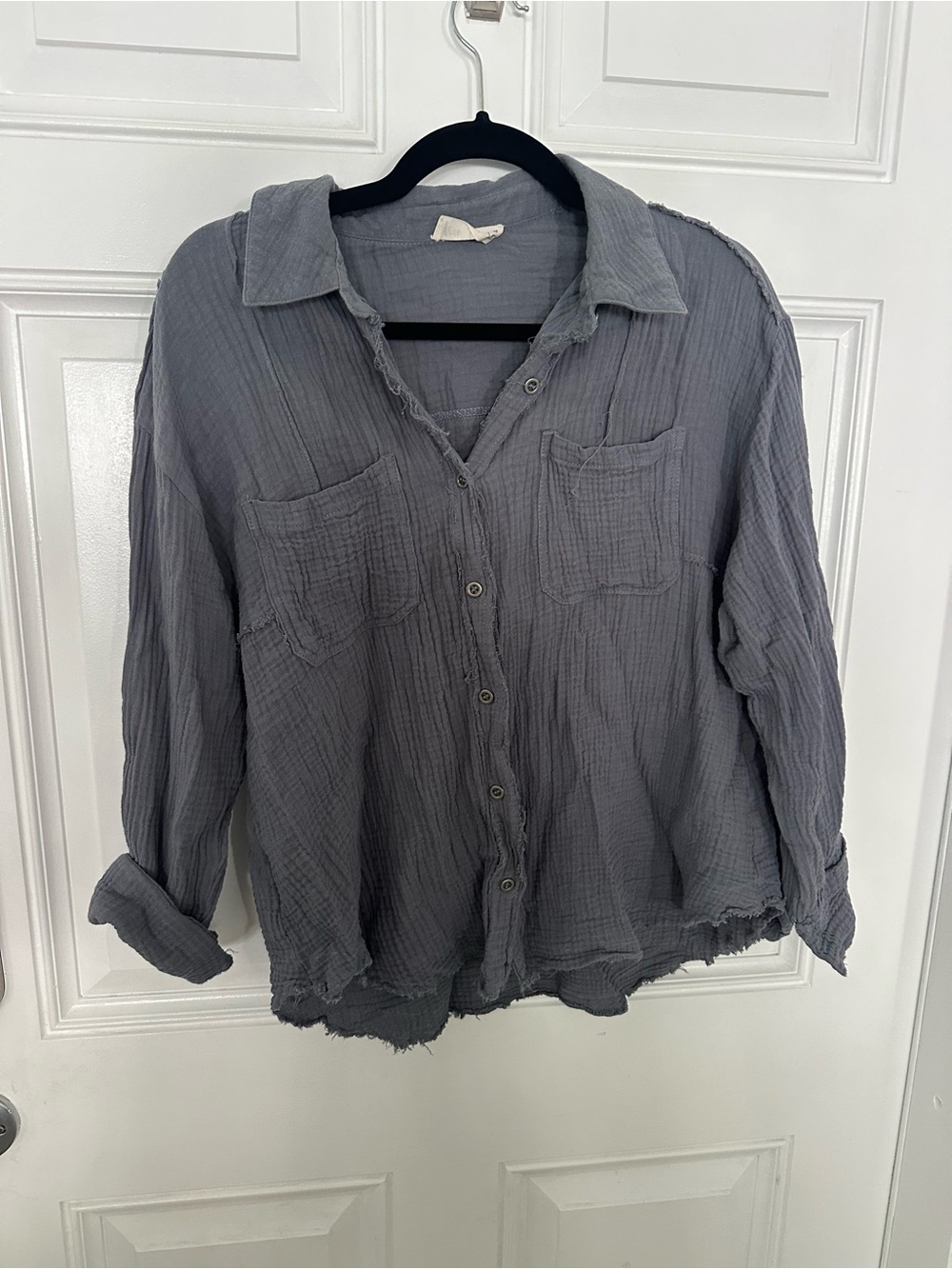 Button-Up Shirt in Dusty Gray Blue